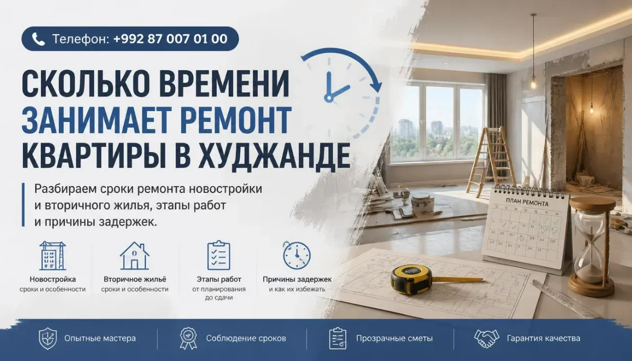 Сколько длится ремонт квартиры в Худжанде в 2026 году