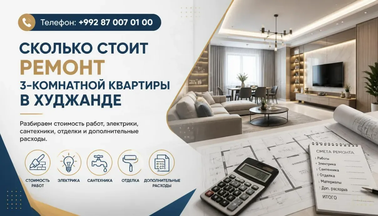 Сколько стоит ремонт 3-комнатной квартиры в Худжанде