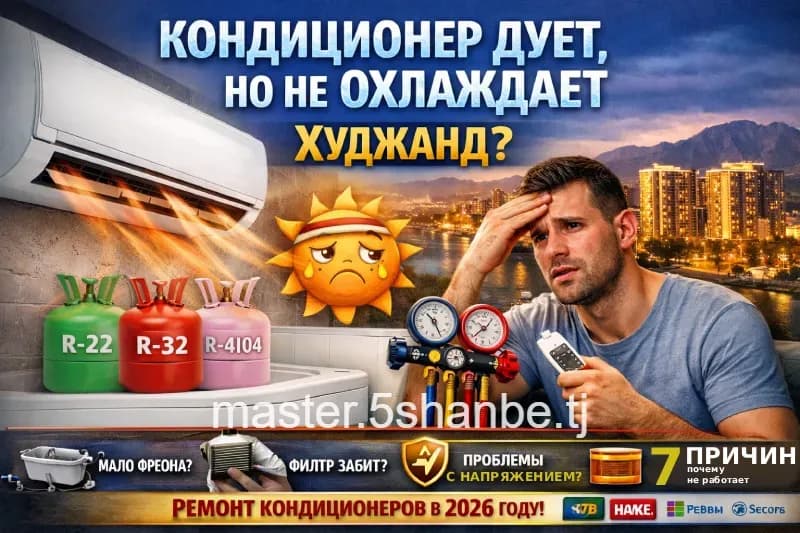 Кондиционер дует, но не охлаждает: 7 причин и решения для жителей Худжанда