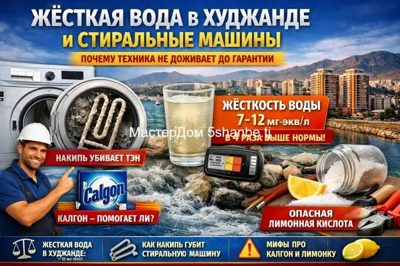 Жёсткая вода в Худжанде и стиральные машины: почему техника не доживает до гарантии